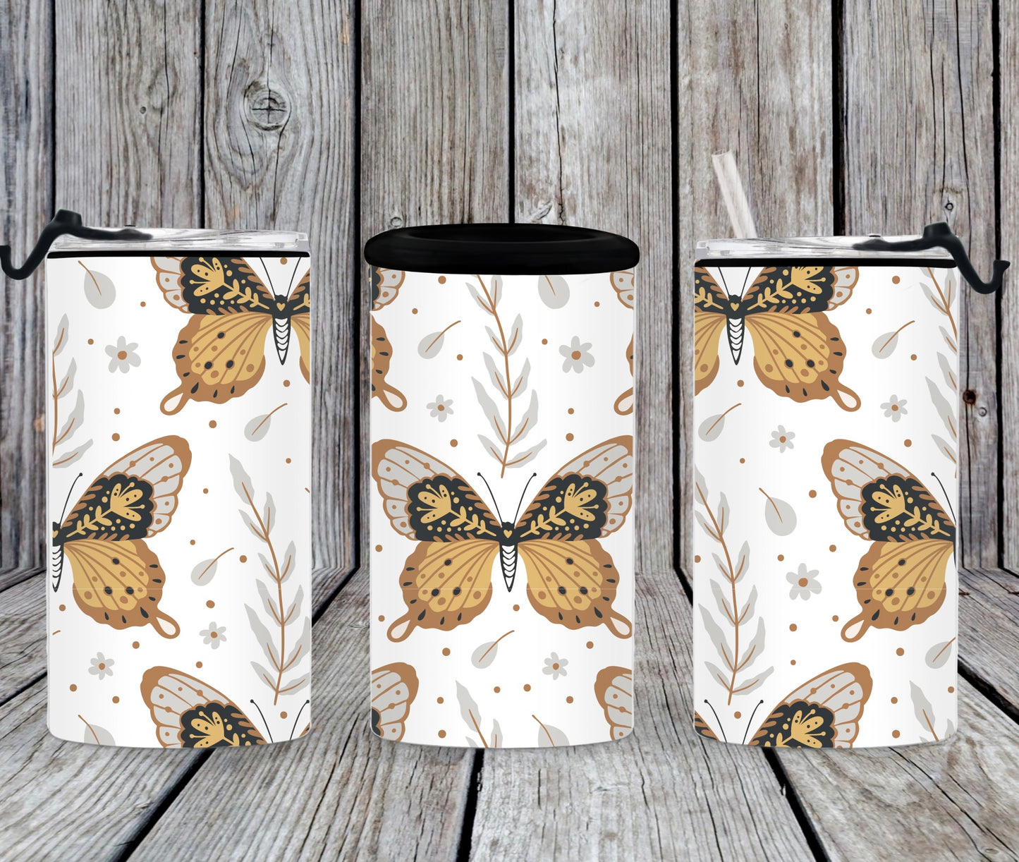 Cooler bottle/can/cup 12oz - Boho Butterfly