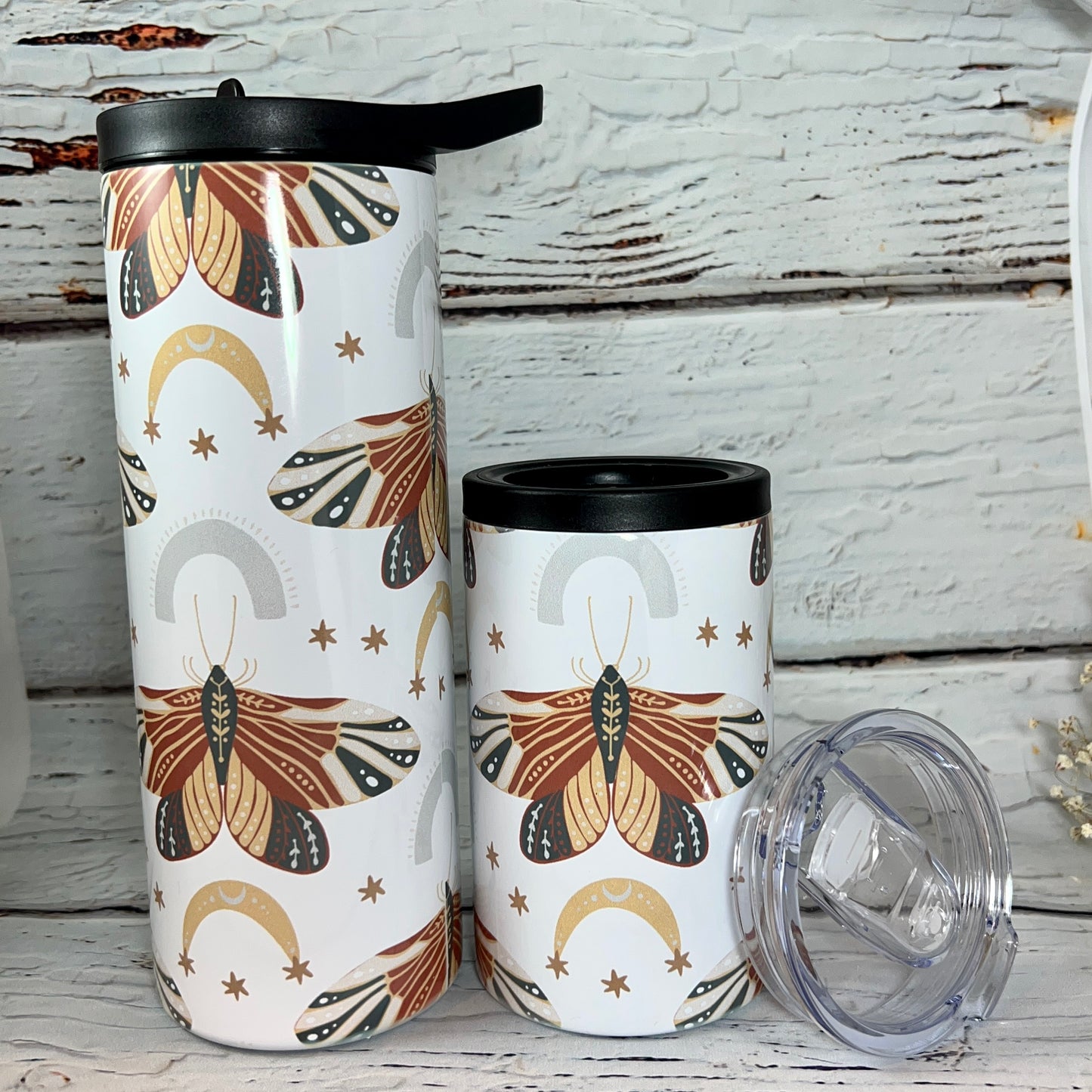 Cooler bottle/can/cup 12oz - Boho Moth