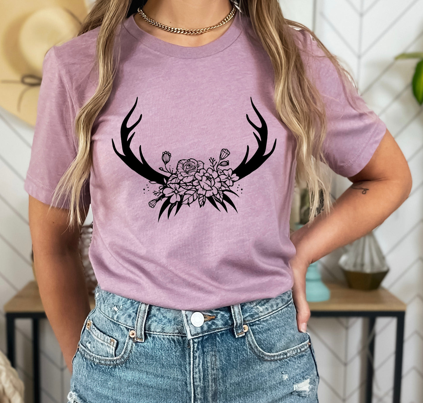 Teeshirt- Boho Antler and florals