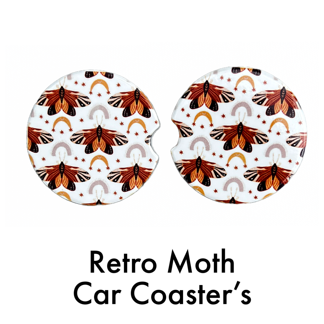 Ceramic car coaster set - Retro Moth