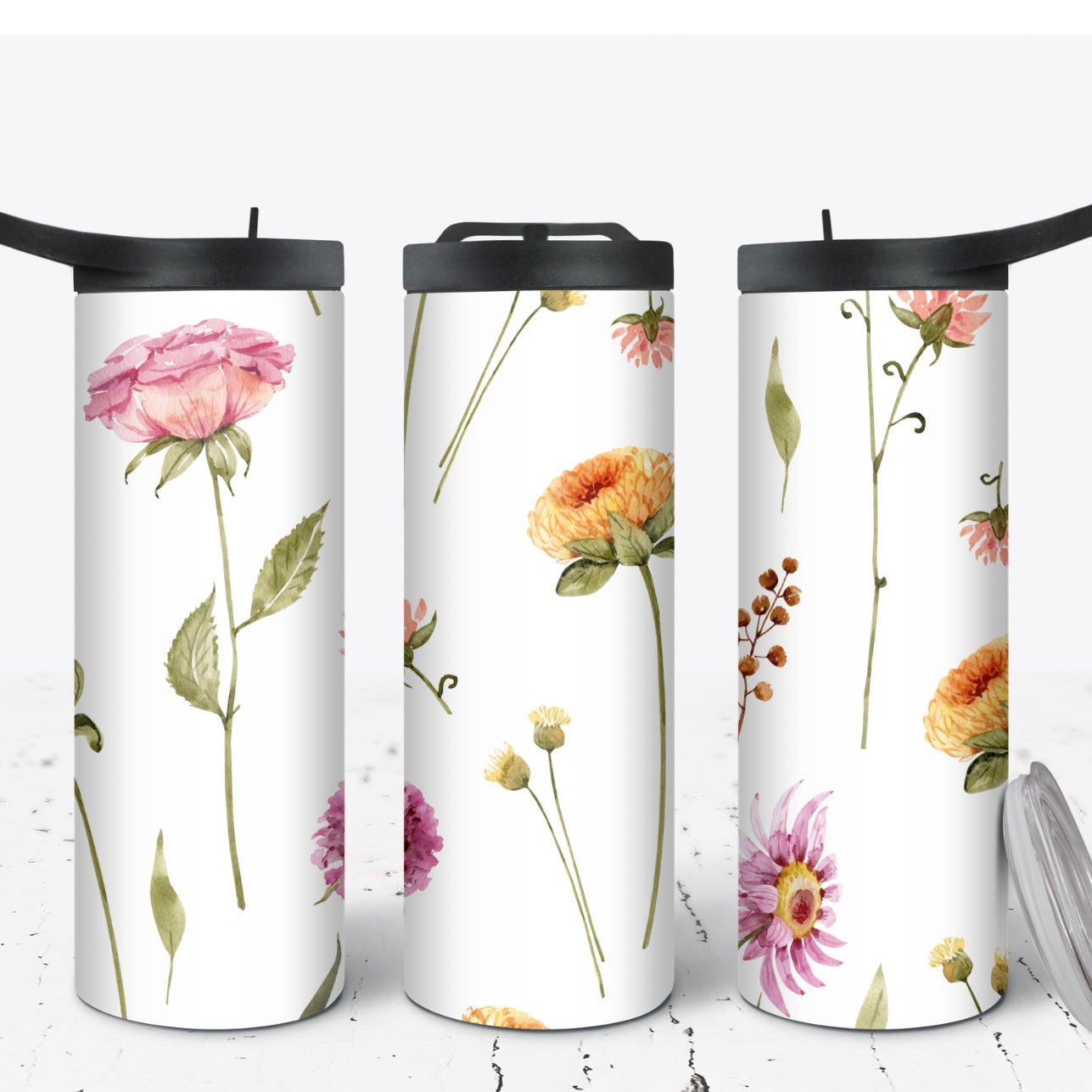 Hydration Duo Bottle 25oz Duo Skinny Tumbler- Wildflowers