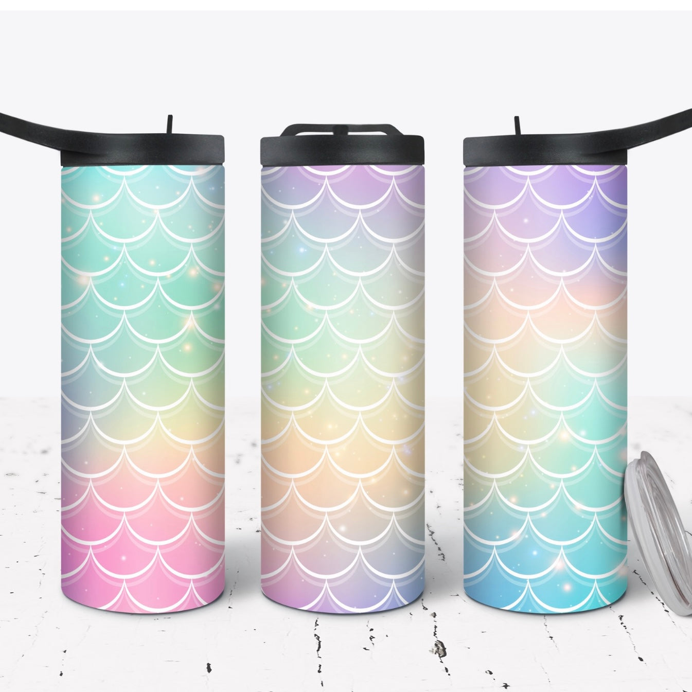 Hydration Duo Bottle 25oz Duo Skinny Tumbler- Mermaid Ombré