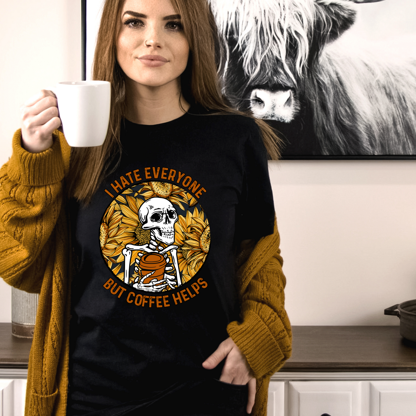 Teeshirt- I hate Everyone but Coffee helps