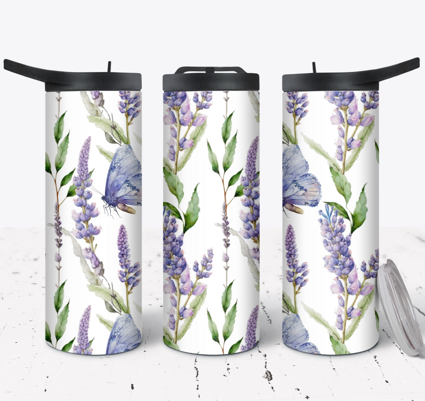 Hydration Duo Bottle 25oz Duo Skinny Tumbler- Butterfly Kisses Garden