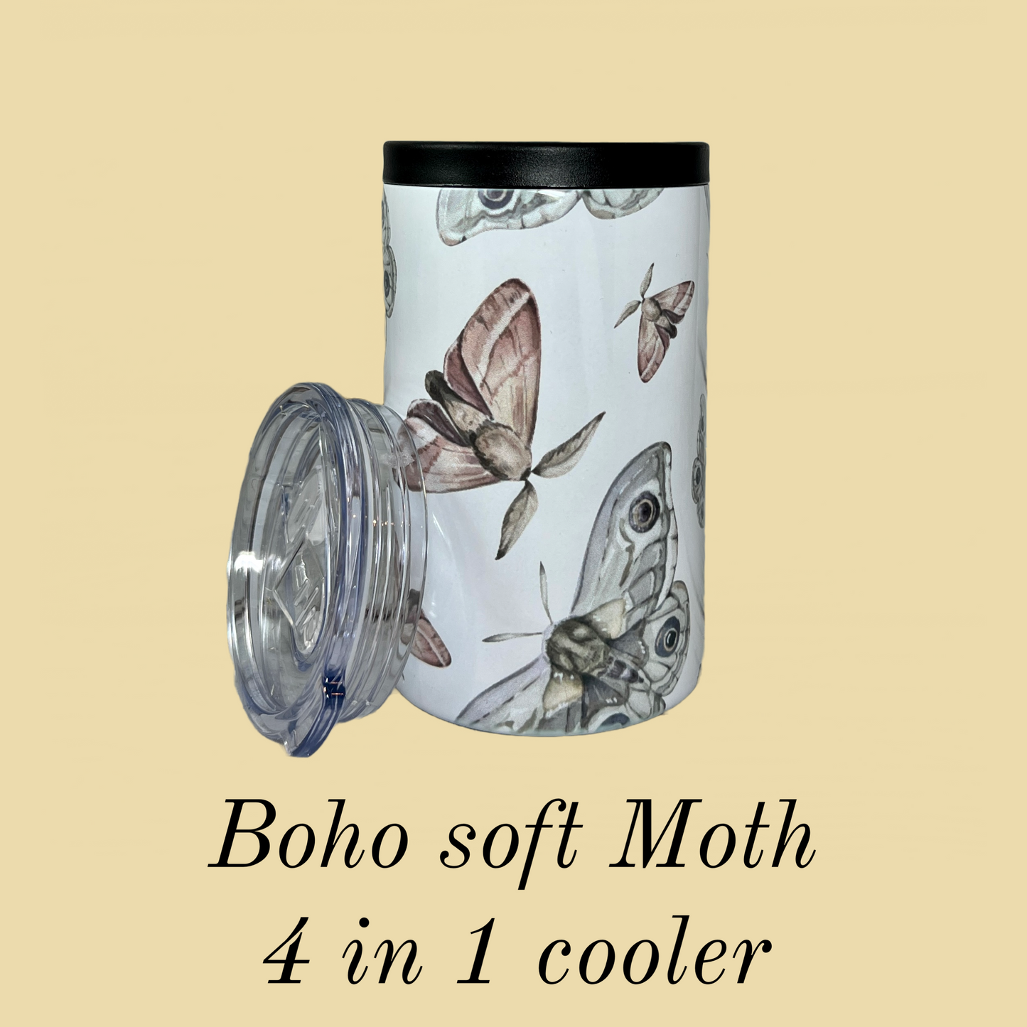 Cooler bottle/can/cup 12oz - Boho Mystic Moths