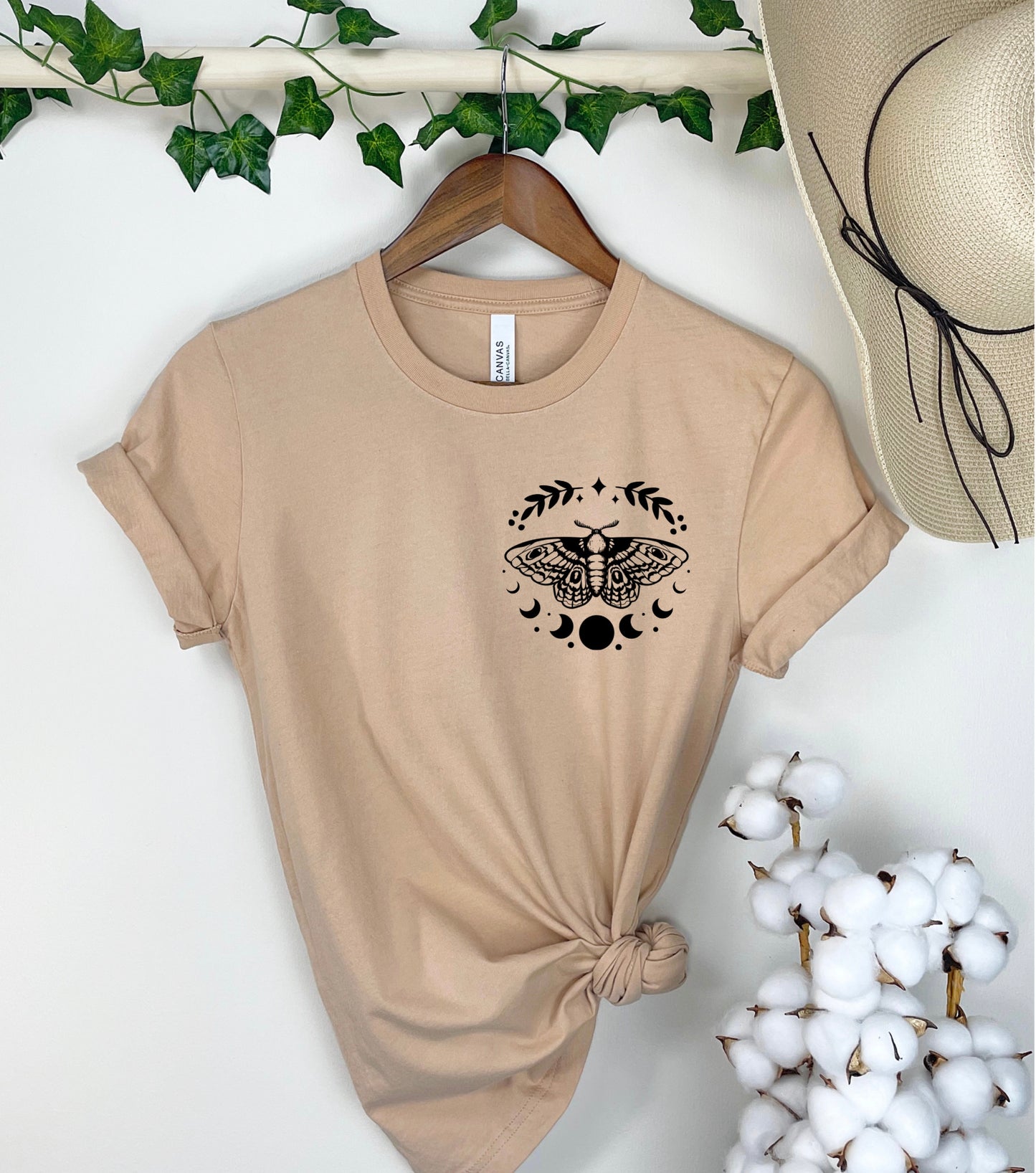 Teeshirt- Boho Moth and moon phase