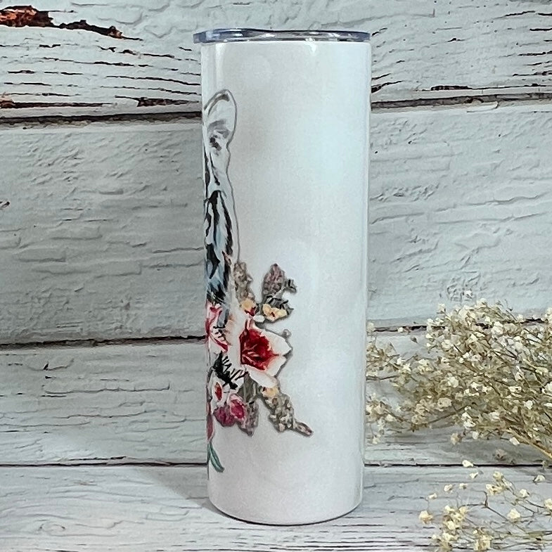 Tumbler 20 oz skinny - White watercolor Tiger