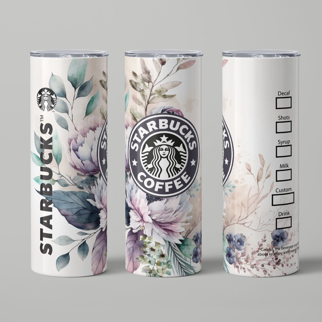 Tumbler 20 oz skinny - Shabby Chic Floral Starbucks