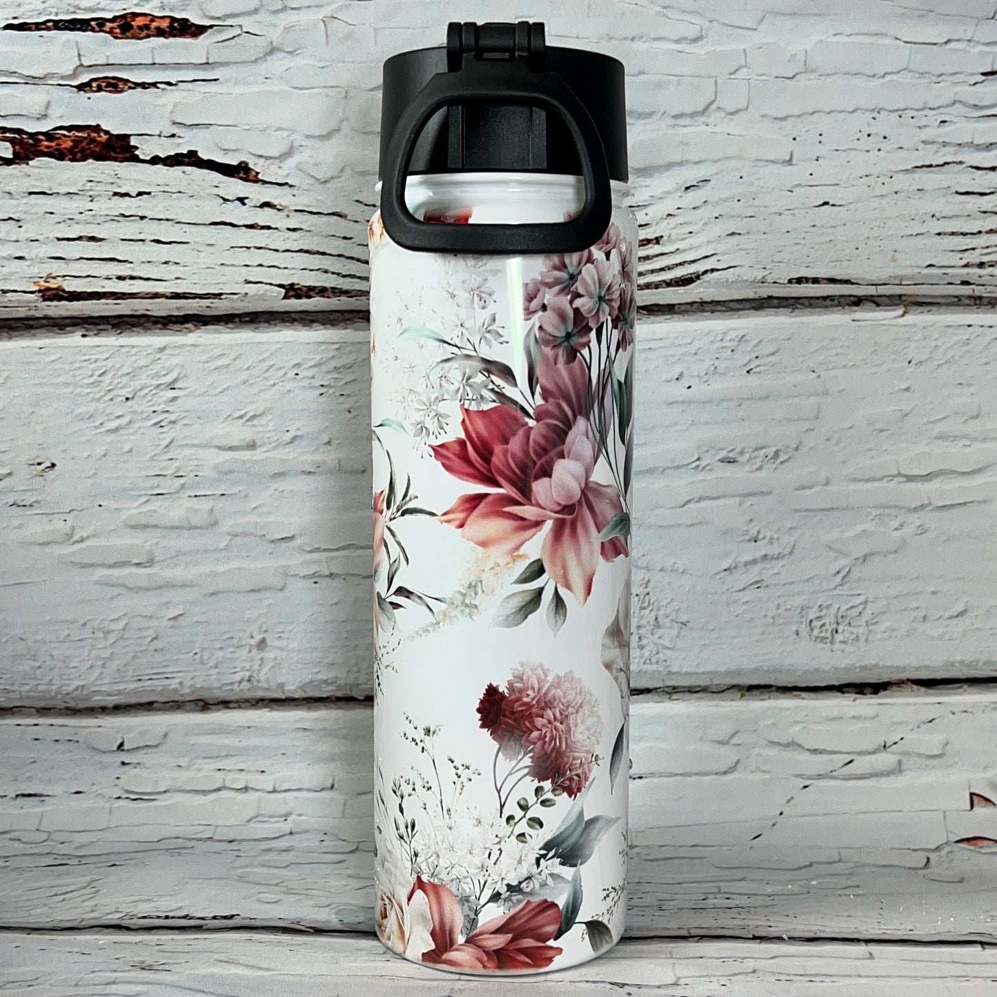 Hydration Bottle 22 oz - White Floral-Not Enough Sage for this Shit