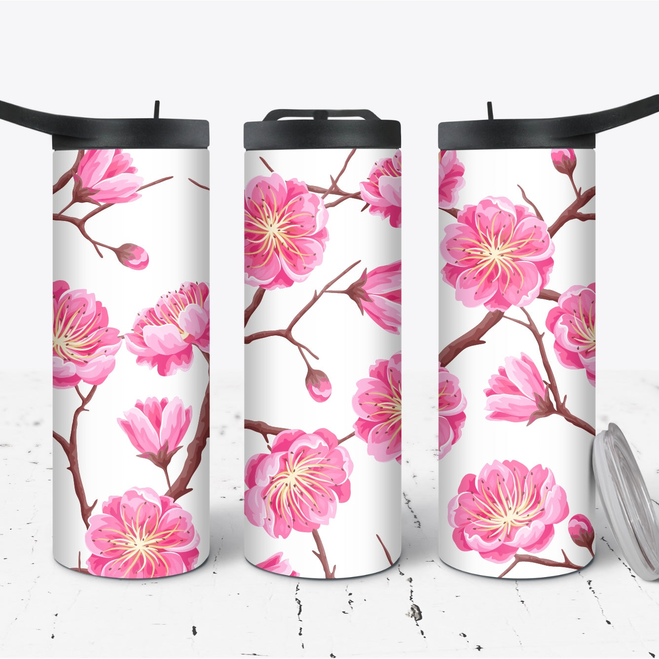 Hydration Duo Bottle 25oz Duo Skinny Tumbler- Cherry Blossom