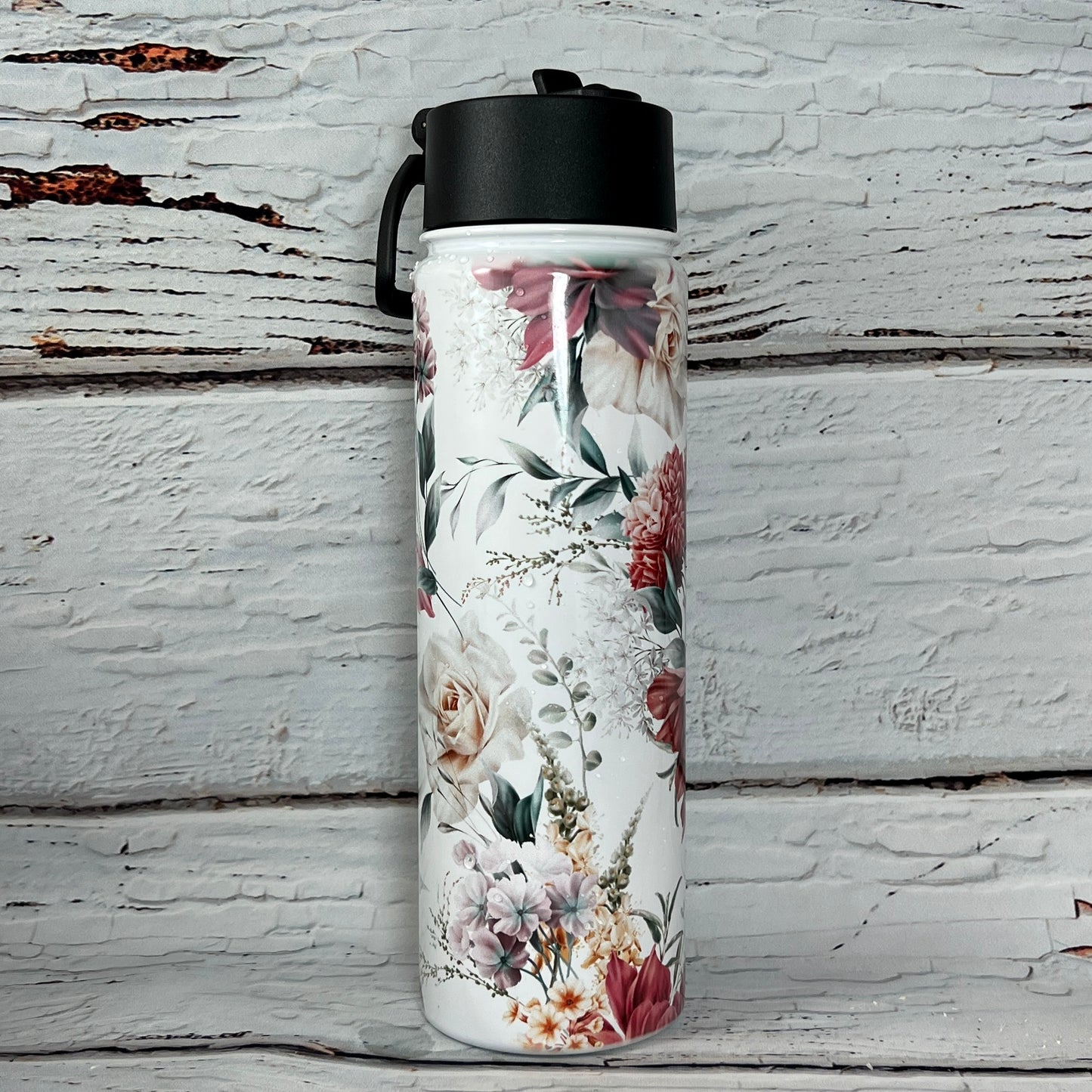 Hydration Bottle 22 oz - White Floral-Not Enough Sage for this Shit