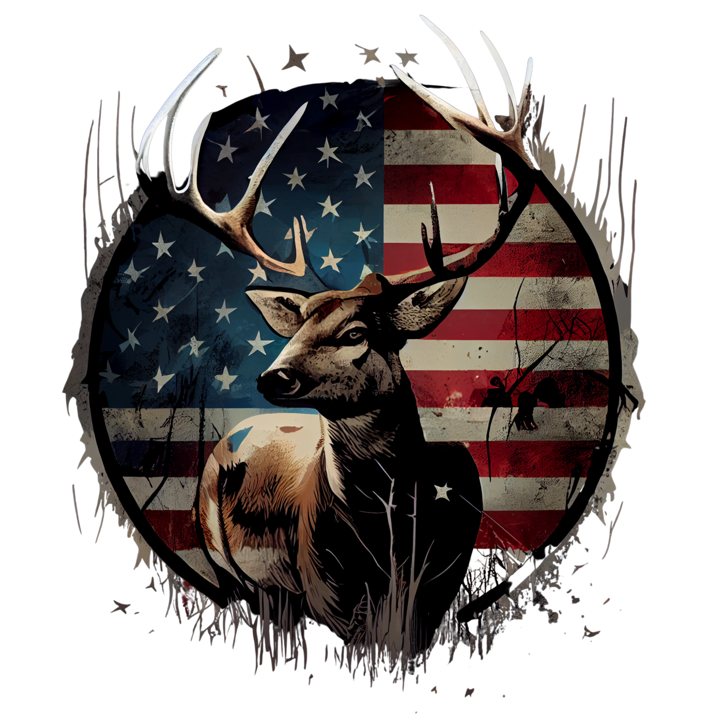 Sweatshirt- American Flag & Deer