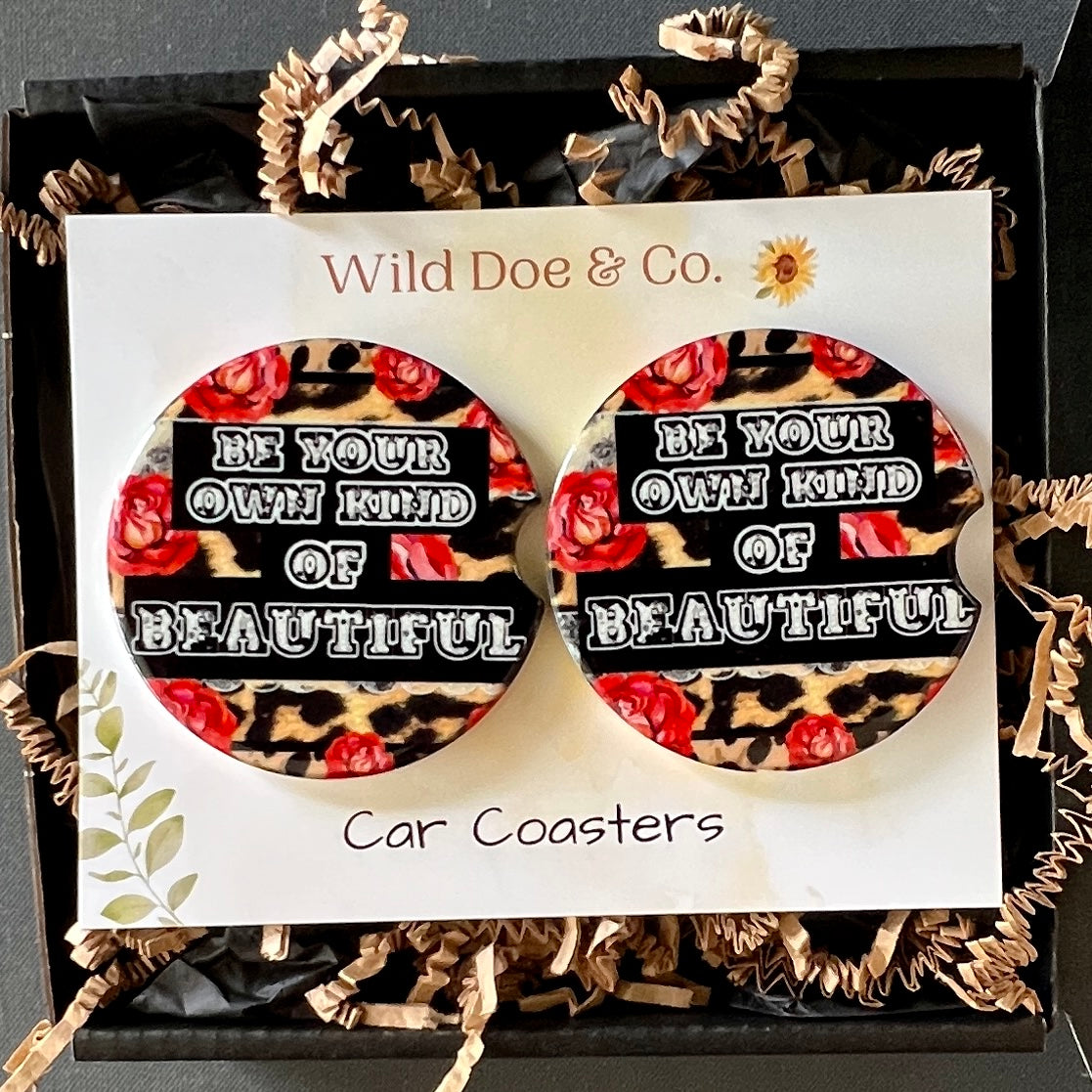 Ceramic car coaster set Be your own kind of beautiful