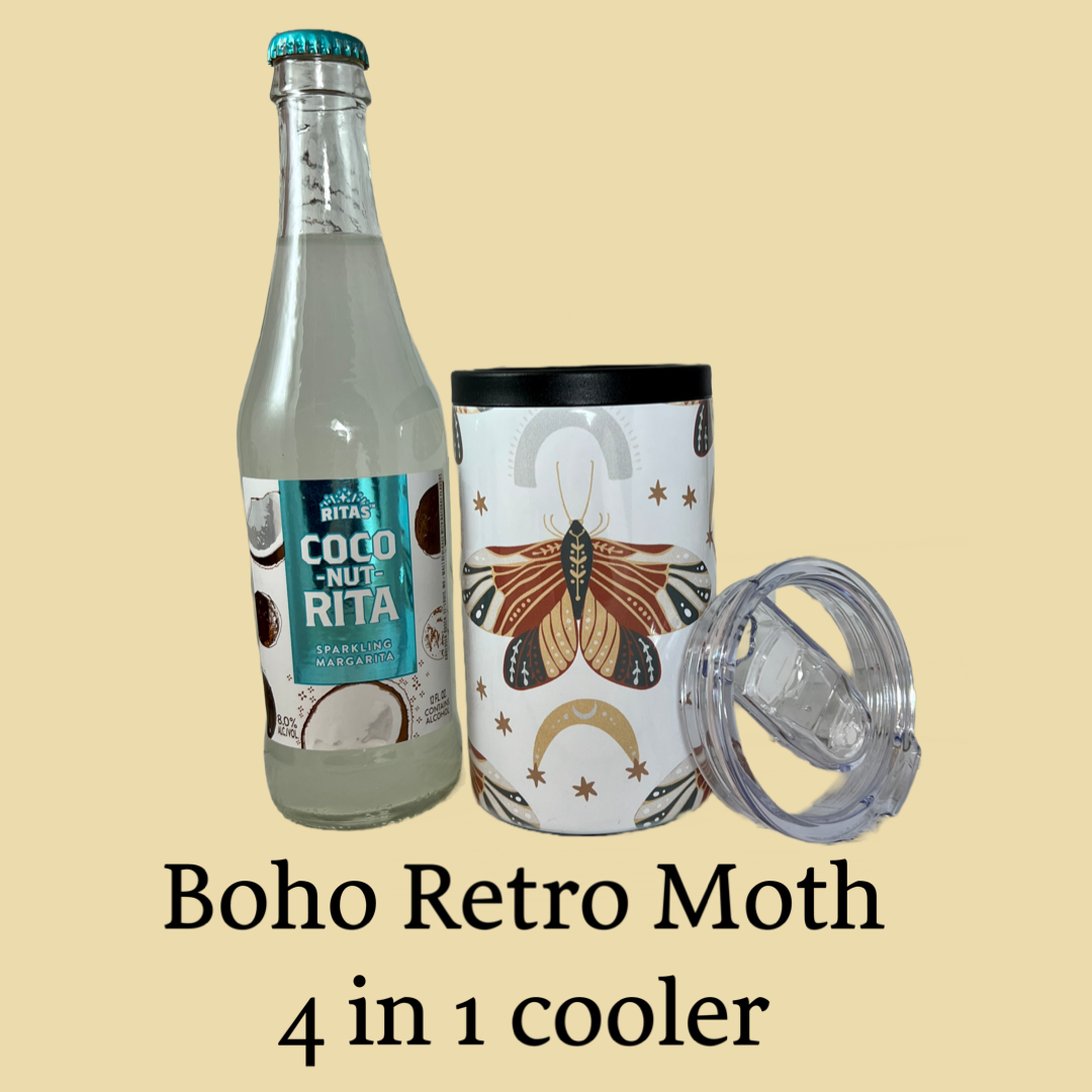 Cooler bottle/can/cup 12oz - Boho Moth