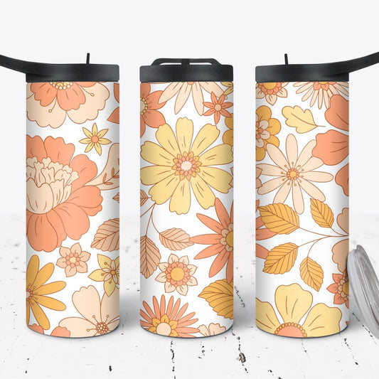 Hydration Bottle 25oz Duo Skinny Tumbler - Retro peach Floral